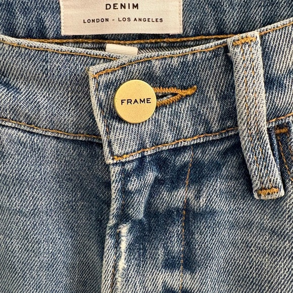 Frame Le High Straight In Surrey Jeans Raw Hem Edge Slit Ankle Size 25 - Picture 6 of 17